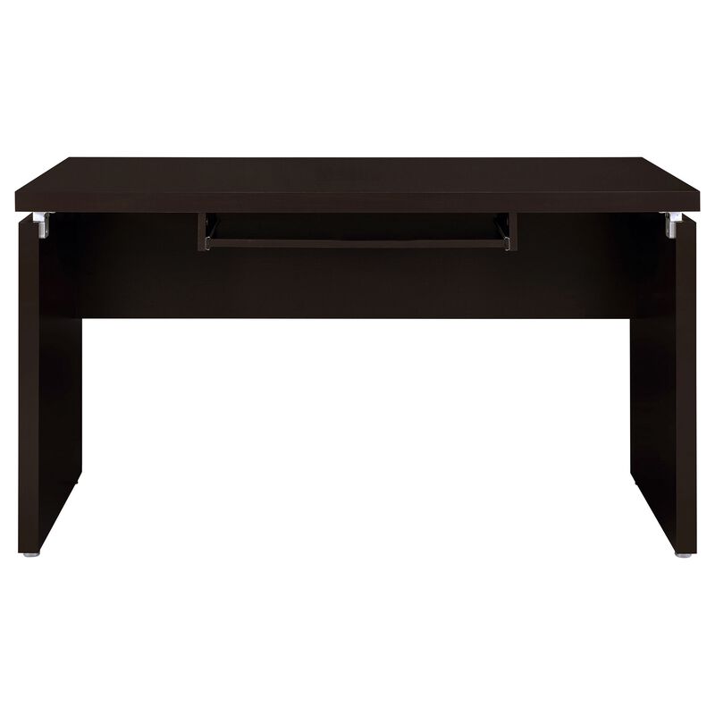 Niti 83 Inch Computer Office Desk, L Shape, Slide Out Keyboard Tray, Brown - Benzara