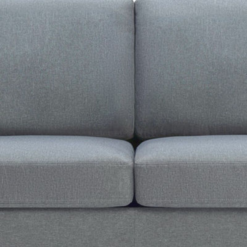 Gala Sofa, Crisp Light Gray Linen Fabric, 2 Pillows, Brown Solid Wood Frame-Benzara
