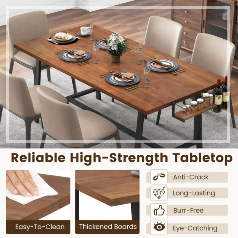 Hivvago 72 Inch Dining Table Rectangular Kitchen Table with 2-Bottle Wine Rack for 5-7