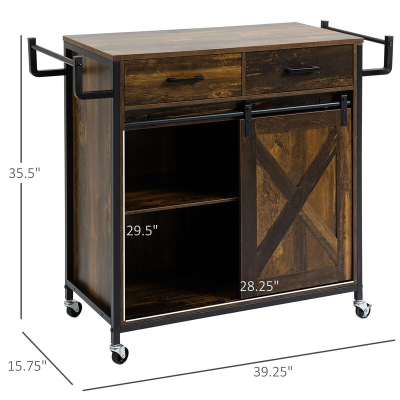 Rustic Kitchen Helper: Rolling Cart with Adjustable Shelf