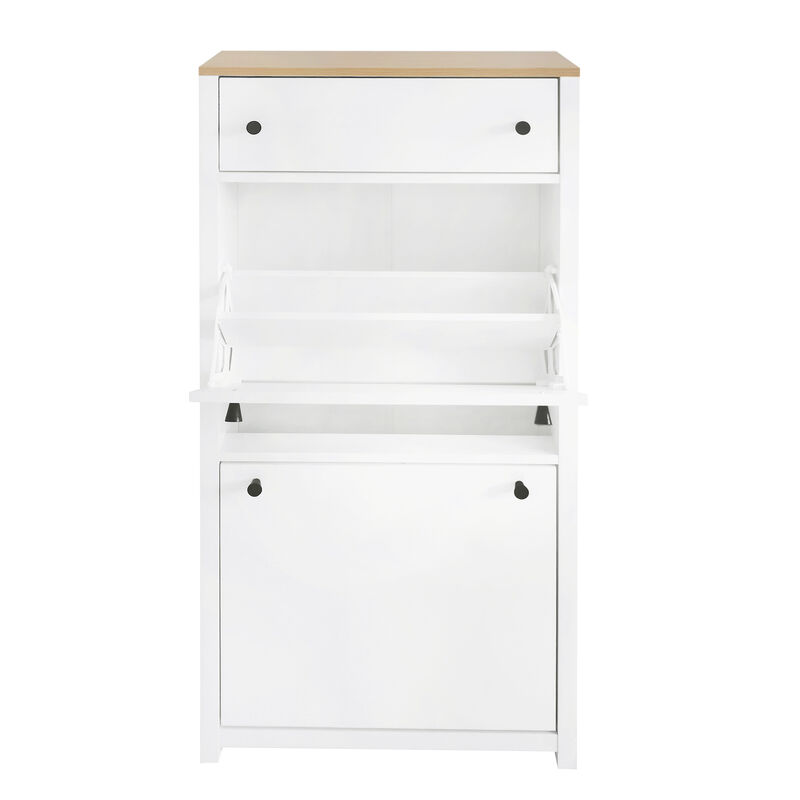 Merax  Wood Grain Pattern Top Shoe Cabinet with Drawer