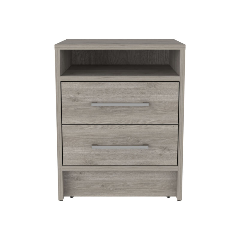 Streamdale Eter Nightstand, Superior Top, Two Drawers - Light Gray