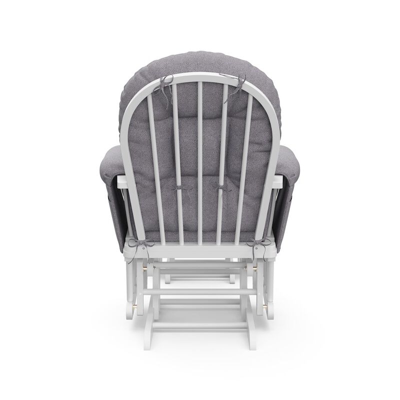 Storkcraft Hoop Glider and Ottoman - White with Gray Swirl