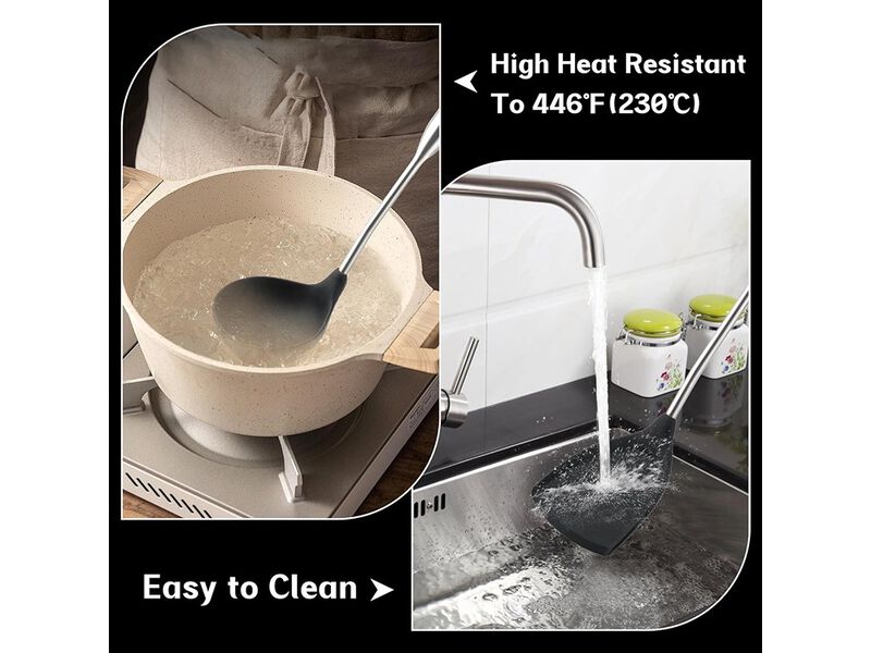FJNATINH Silicone Wok Spatula,Ladle,Skimmer Ladle Tool Set