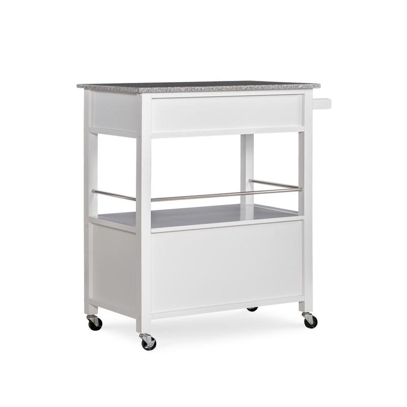 Linon Cameron White Kitchen Cart With Granite Top