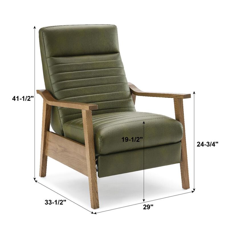 Comfort Pointe Arthur Wood Arm Push Back Recliner - Fern Green