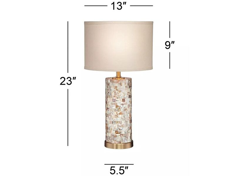 360 Lighting Margaret Coastal Accent Table Lamp 23" High Mother of Pearl Tile Cylinder Glass