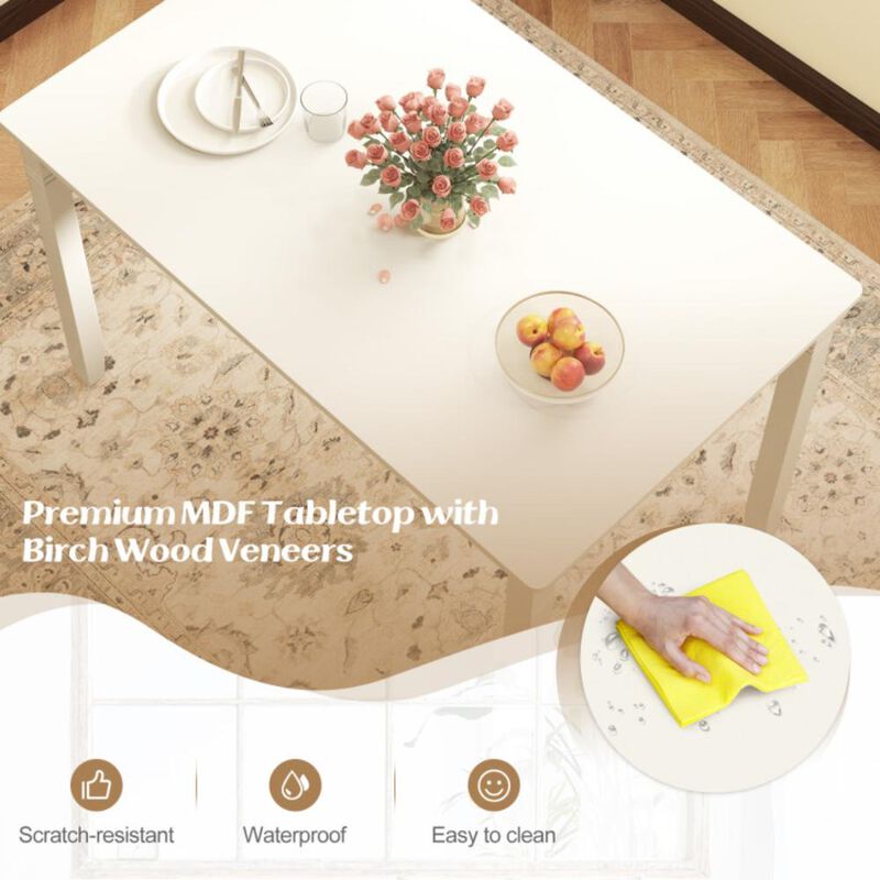 Hivvago 48-Inch Wooden Dining Table for 4 People Rectangular Kitchen Table with Rubber Wood Legs