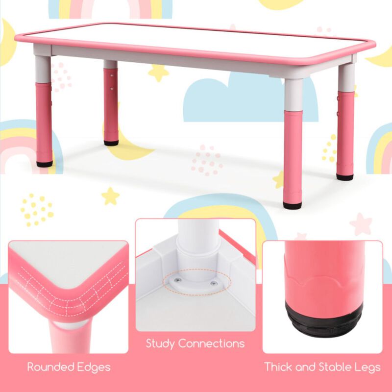 Hivvago Kids Table and Chairs Set for 4 with Graffiti Desktop