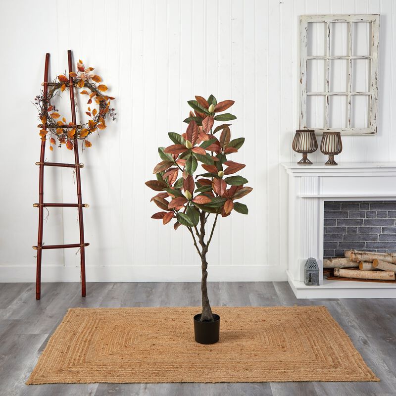 Hivvago 5 Feet Fall Magnolia Artificial Tree