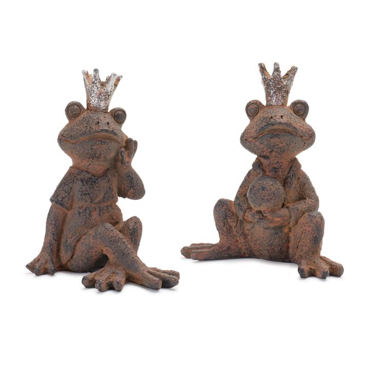Set of 6 Royal Frog Resin Figurines – Decorative Garden Statues for Yard and Outdoor Decor