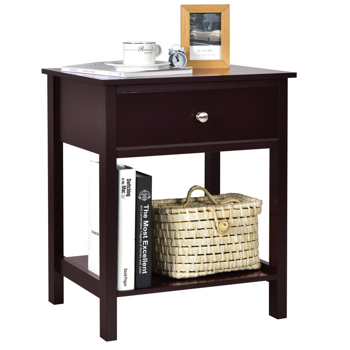 Wooden Storage Shelf with Drawer for Bedroom and Living Room