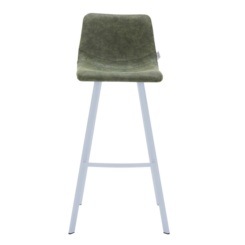 LeisureMod Elland Bar Stool – Modern White Base with Comfortable Padded Seat – Set of 2, Stylish and Durable