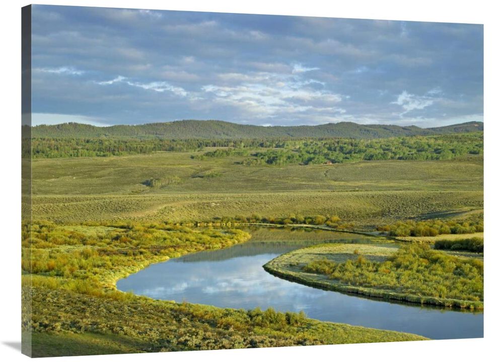 Cloudy skies over Green River, Bridger-Teton National Forest, Wyoming-Canvas Art-40x30