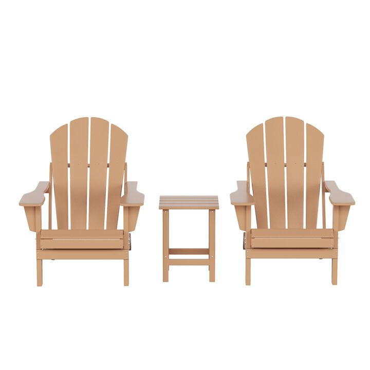 WestinTrends 3-Piece Outdoor Patio Adirondack Chairs with Side Table Set