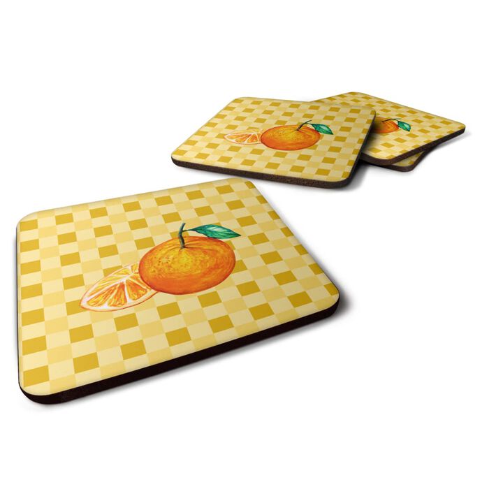 Caroline's Treasures Oranges and Slice on Basketweave Decorative coasters, 3.5, Multicolor