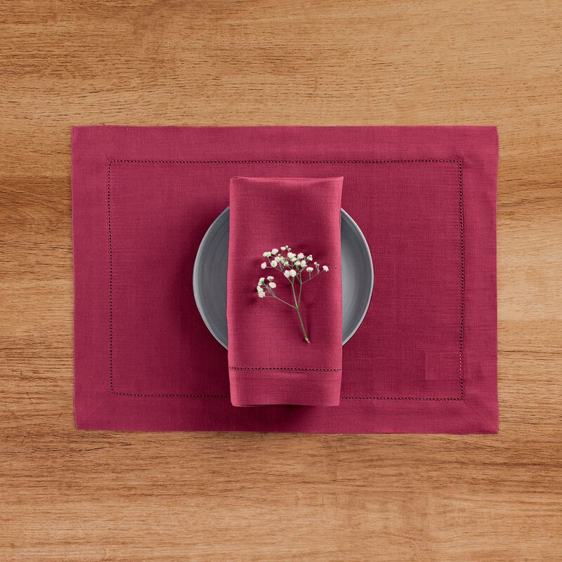 Solino Home 100% Pure Linen Dinner Napkins 20 x 20 Inch Set of 4 | Classic Hemstitch