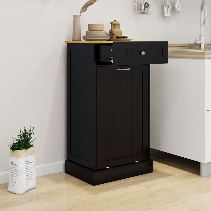 19.68 in. W x 13.77 in. D x 35.62 in. H Ready to Assemble Trash Can Kitchen Cabinet