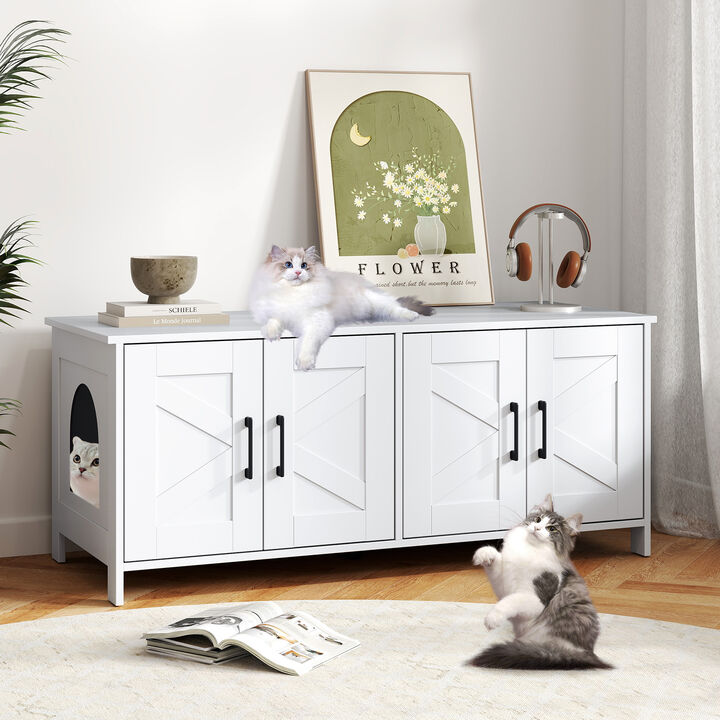 Cat Litter Box Enclosure for 2 Cats Modern Kitty Litter Box Furniture Hidden