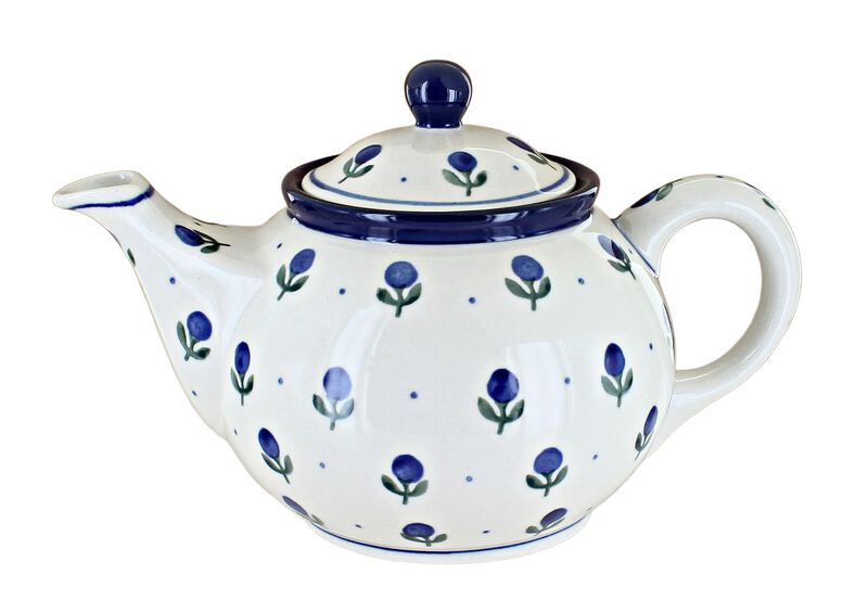 Blue Rose Polish Pottery Bluebird Small Teapot