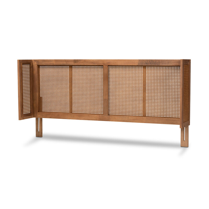 Baxton Studio Rina Wood and Synthetic Rattan Wrap Around Headboard