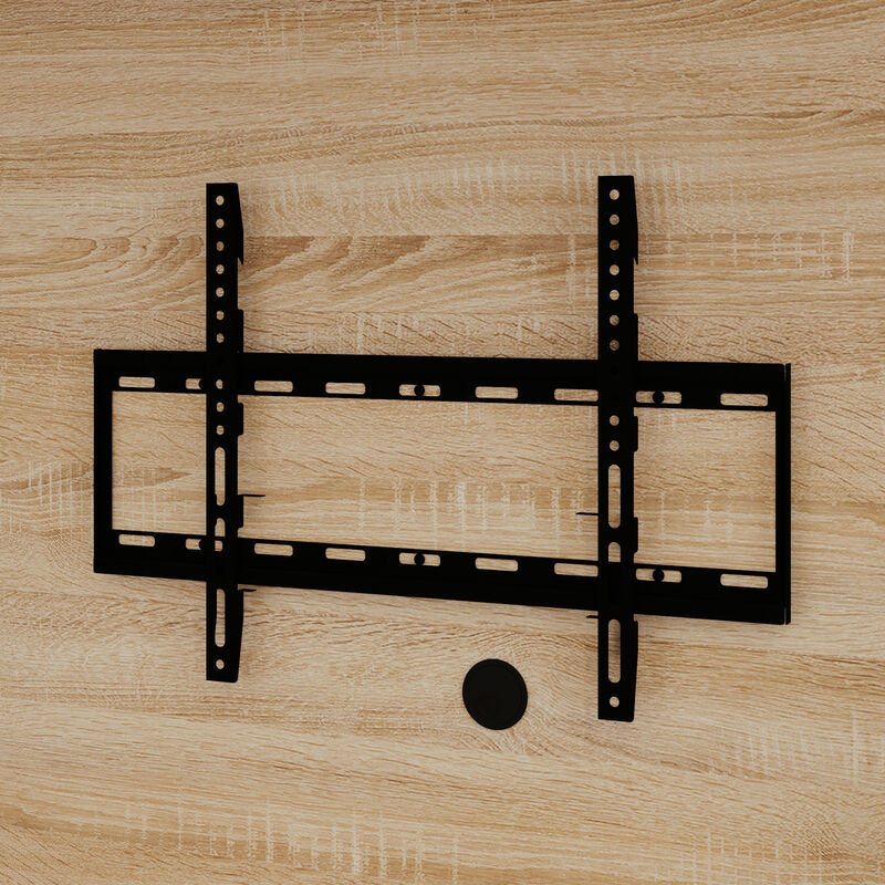 FUFU&GAGA Modern TV Stand with Storage and TV Mount, P2 MDF, with Black Drawers and Casters (70.1" W x 54.7" H x 15.7" D), Oak and Black