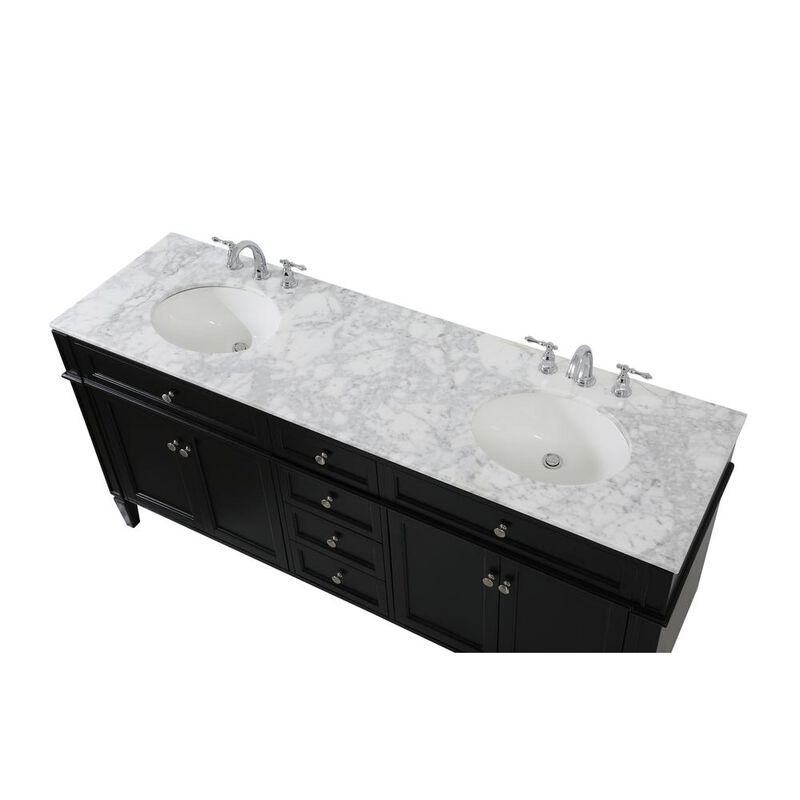 Elegant Kitchen and Bath 72 inch double bathroom vanity in black