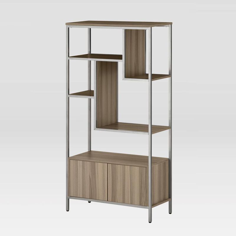 Techni Mobili Oak Storage Rack with  door cabinet