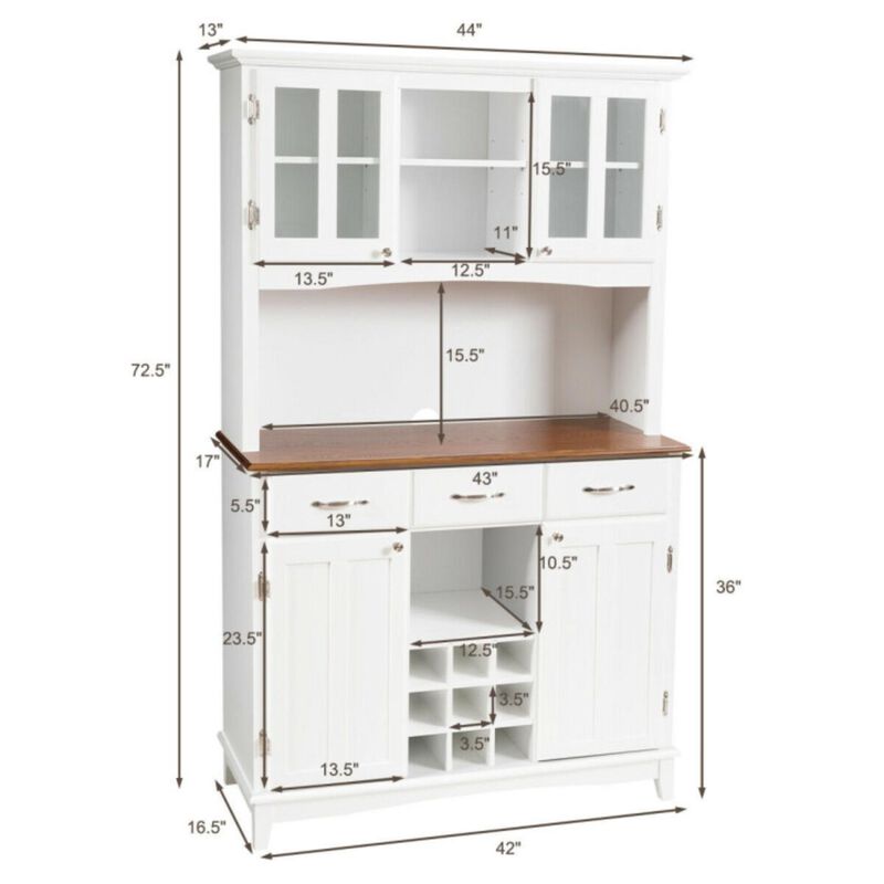Hivvago Kitchen Storage Cabinet Cupboard with Wine Rack and Drawers