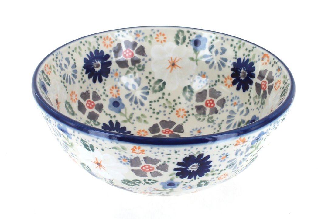 Blue Rose Polish Pottery Cereal/Soup Bowl