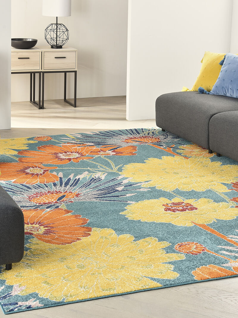 Allur ALR06 Turquoise/Multicolor 4' x 6' Rug
