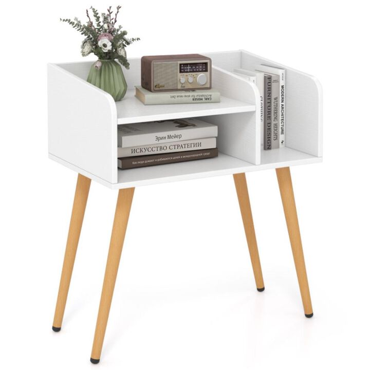 Hivvago Mid Century Modern Nightstand  with Open Shelves
