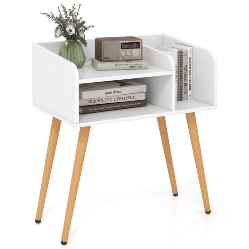 Hivvago Mid Century Modern Nightstand  with Open Shelves