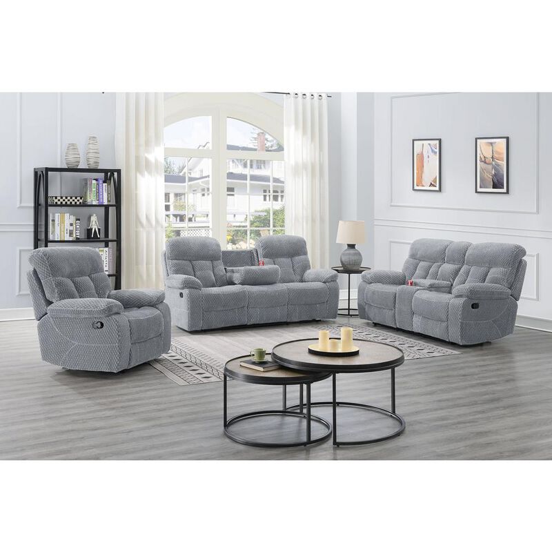 New Classic Furniture Bravo Console Loveseat W/ Dual Recliners-Stone