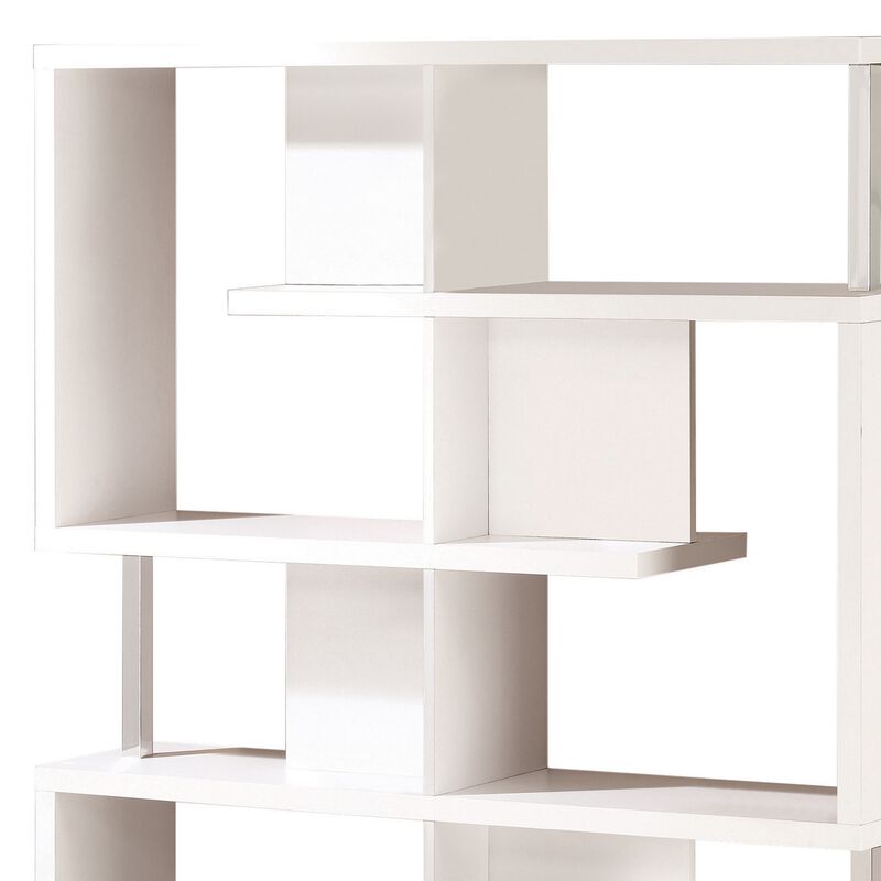 Quirky Ladder Bookcase With 4 Storage Drawers And Open Shelves, Cappuccino-Benzara