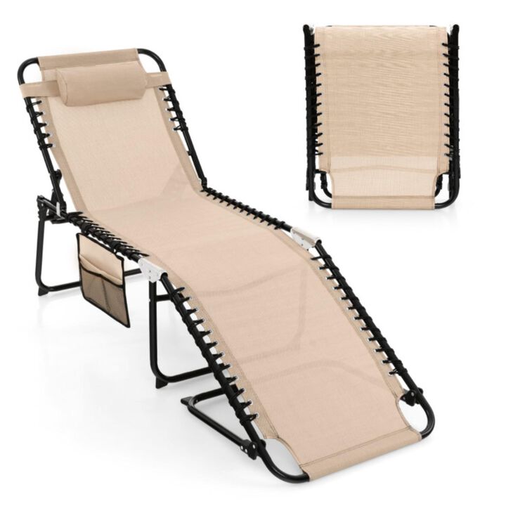 Hivvago Foldable Recline Lounge Chair with Adjustable Backrest and Footrest