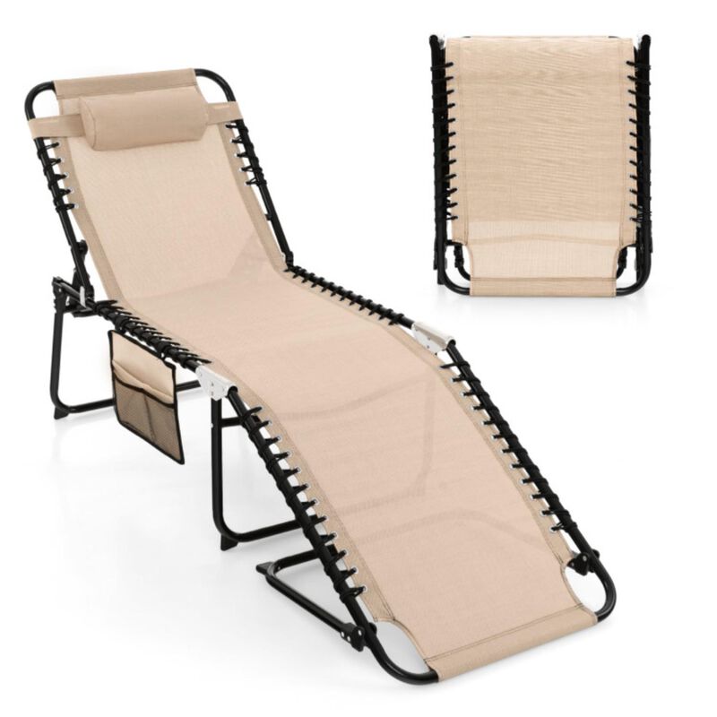 Hivvago Foldable Recline Lounge Chair with Adjustable Backrest and Footrest