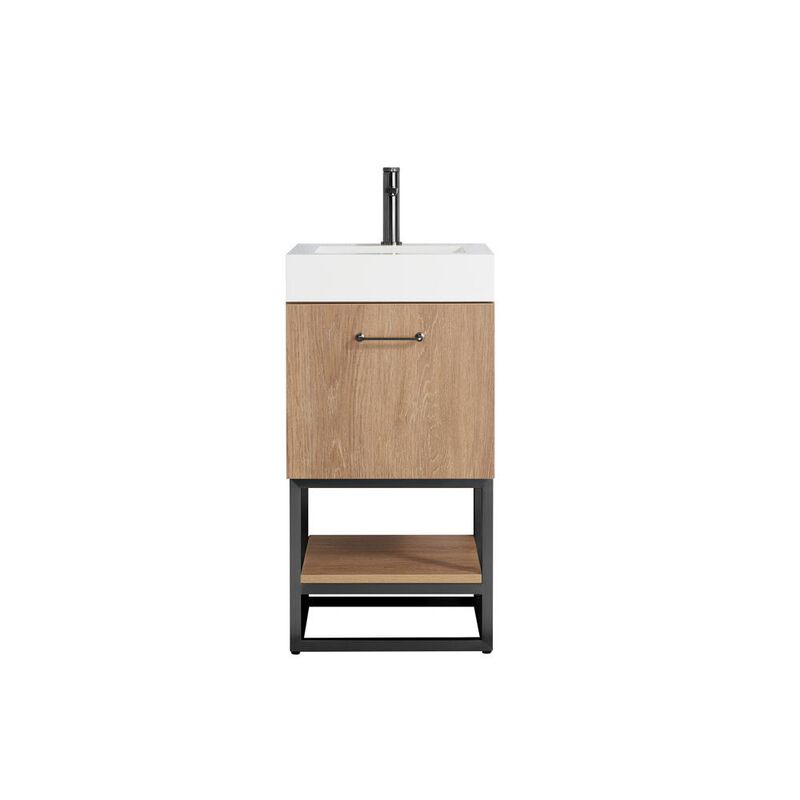 Vinnova Design 18B Single Sink Bath Vanity with White Grain Stone Countertop