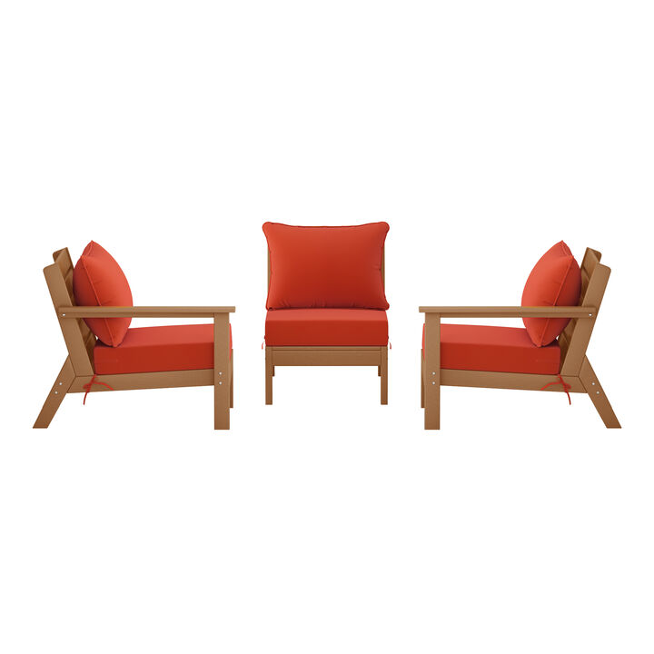 WestinTrends Outdoor Patio HDPE Sectional Sofa with Patio Cushions
