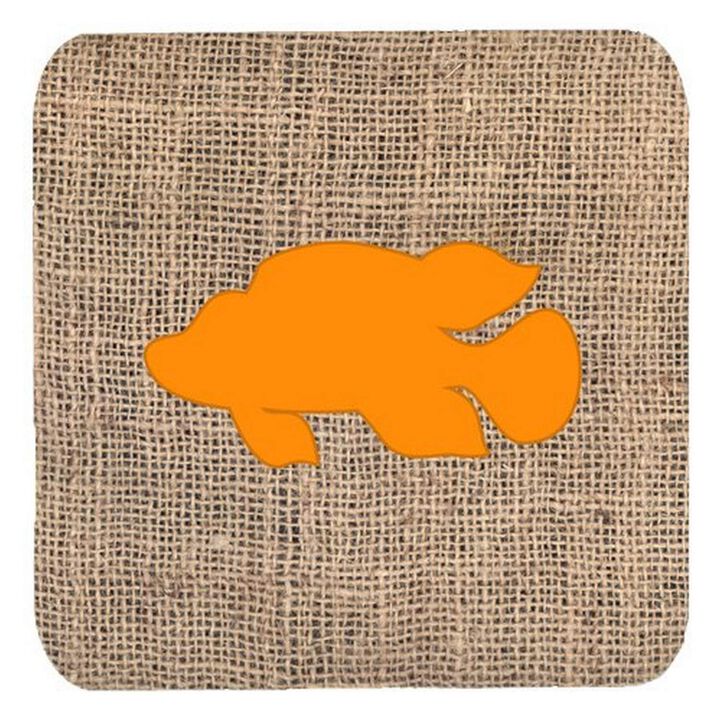 Caroline's Treasures BB1013-BL-OR-FC Fish-Tropical Fish Burlap and Orange Foam Coasters (Set of 4), 3.5 H x 3.5 W, Multicolor