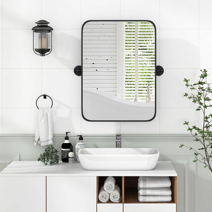 Modern Bathroom Wall Mirror with Tilt Function and Sleek