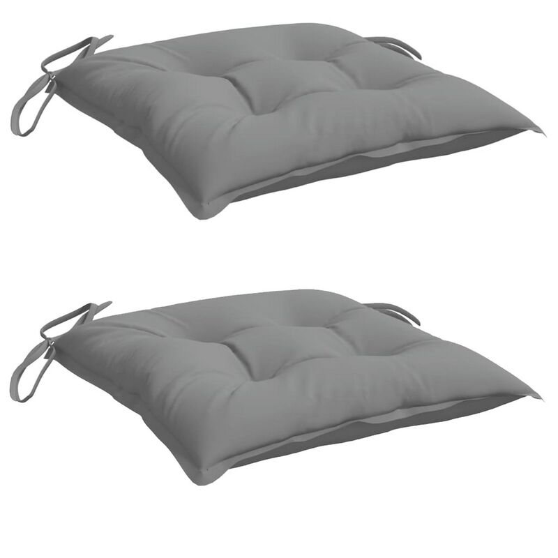 Kia Outdoor Cushion For Set of 2, Square Gray Oxford Fabric - Benzara