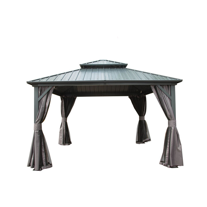 12' X 12' Hardtop Gazebo, Aluminum Metal Gazebo