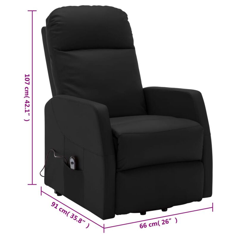Power Lift Massage Recliner Black Faux Leather