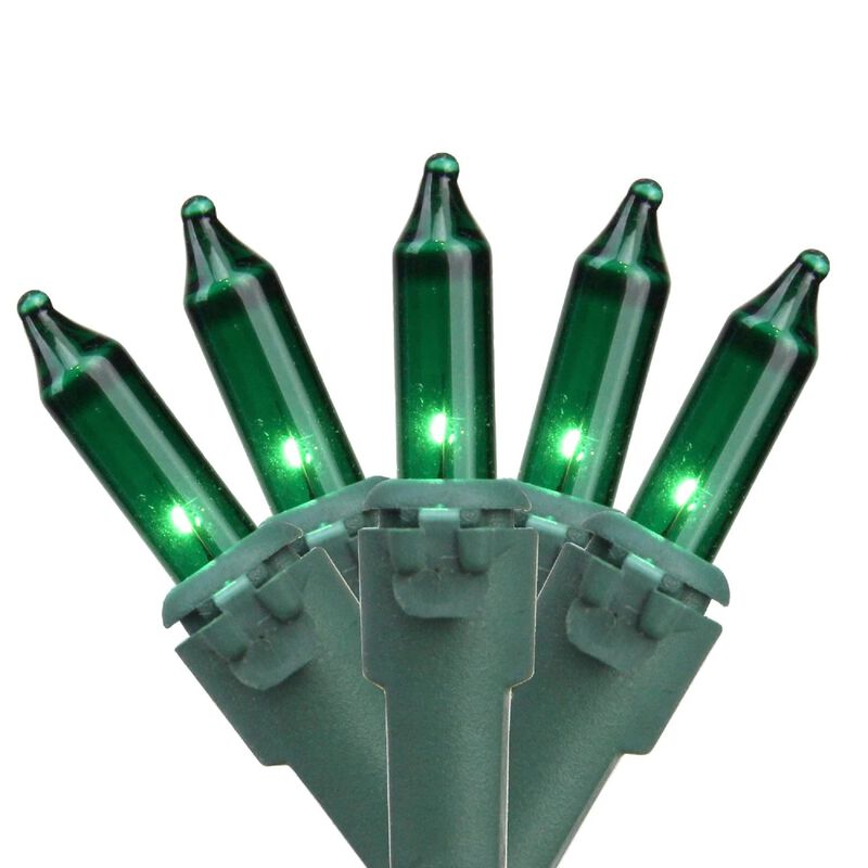 50 Count Green Mini Christmas Light Set  24.5 ft Green Wire