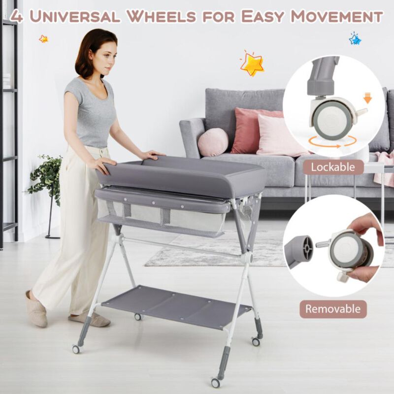 Hivvago Portable Baby Changing Table with 3-Level Adjustable Height