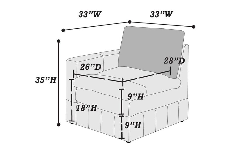 6 Piece Modular Sectional Set: 4 One Arm Chair, 1 Wedge, 1 Armless Chair, 1 Ottoman, Granite Color