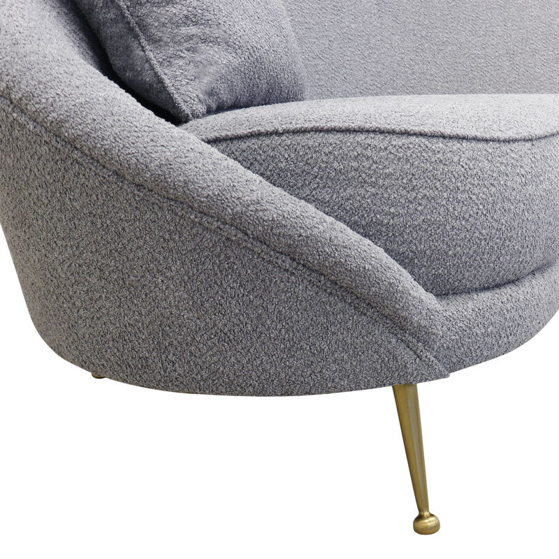 Pasargad Home Luna Collection Curved Sofa, 2 Pillows Included, Mocha