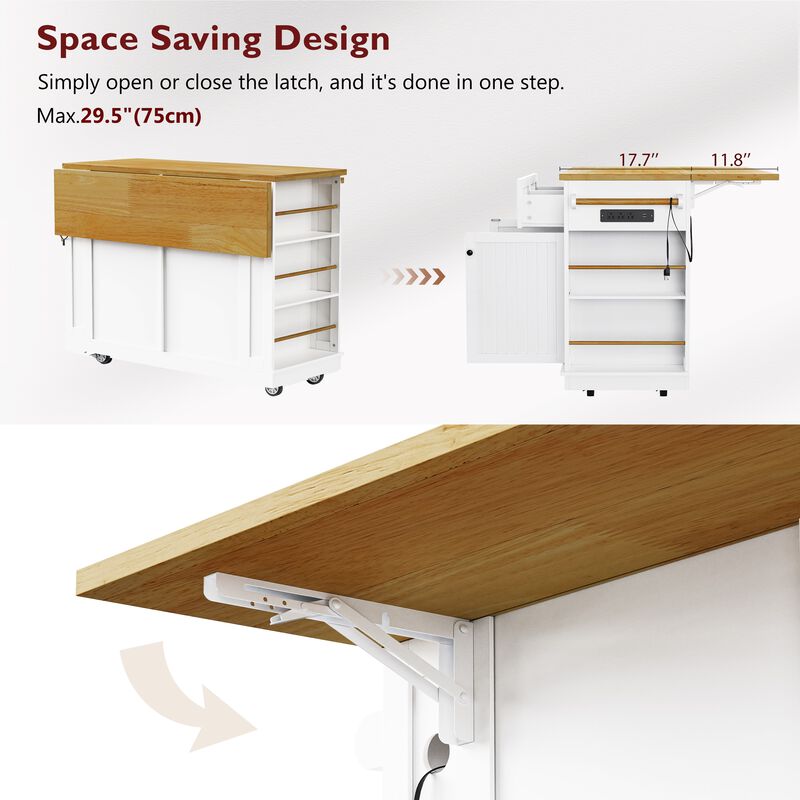 Merax Farmhouse Kitchen Island with Drop Leaf