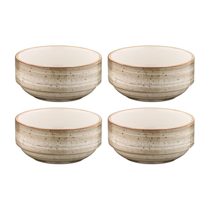 Terrain dia.5.5" h:2.5" 17 oz. Round Brown Porcelain Bowl (Set of 4)